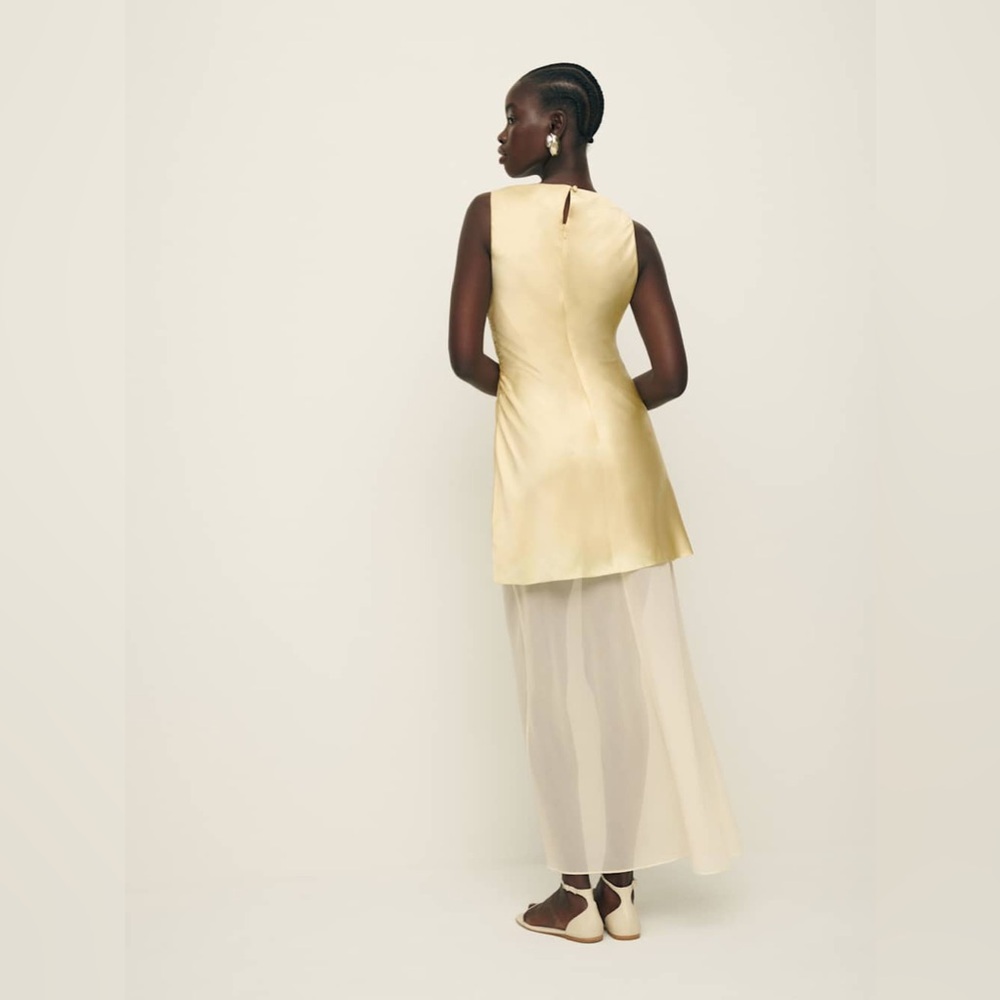 Reformation Logan Silk Dress in Blonde - Picture 8 of 14